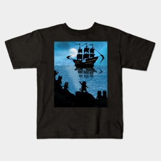 Cats and Ships in the Night Kids T-Shirt